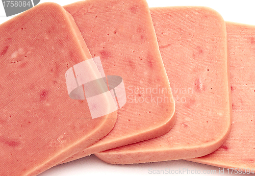 Image of stack from sausage slices isolated on the white background