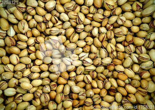 Image of Pile of pistachio nuts close up