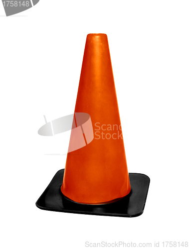 Image of Orange plastic cone isolated on white background