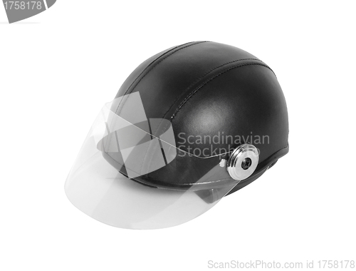 Image of black police helmet