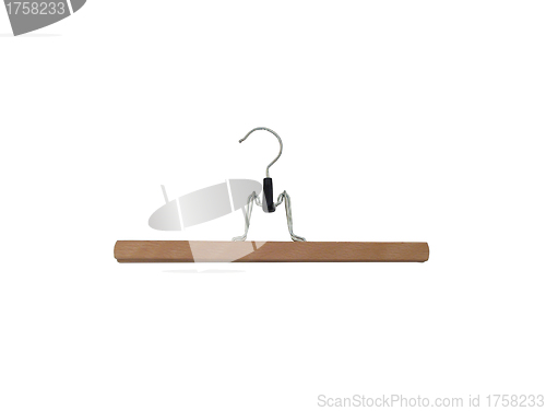 Image of wooden hanger on white background