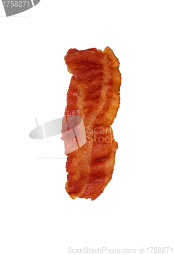Image of Slices of bacon on a white background