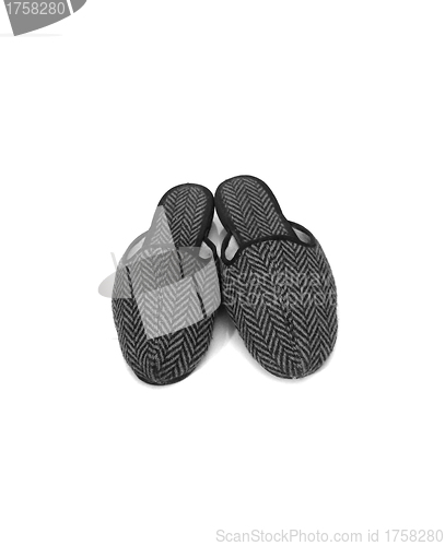 Image of Pair of male house slippers isolated on white background