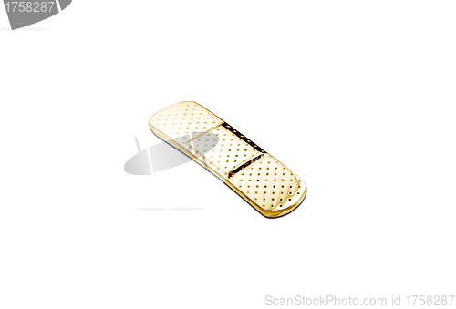 Image of nipped the gold tag on a white background
