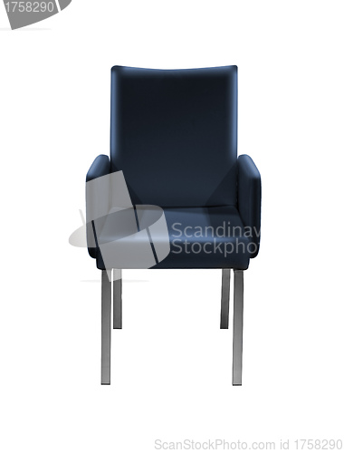 Image of blue leather Armchair isolated on white with a drop shadow.