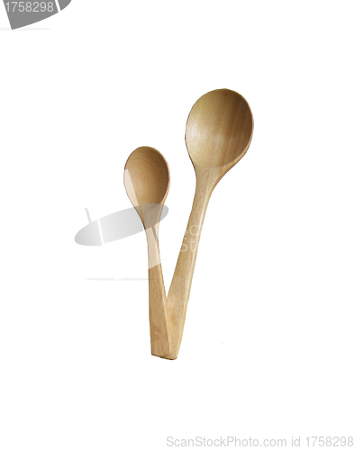 Image of New wooden spoon isolated on a white background.