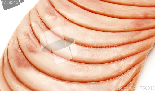 Image of stack from sausage slices isolated on the white background