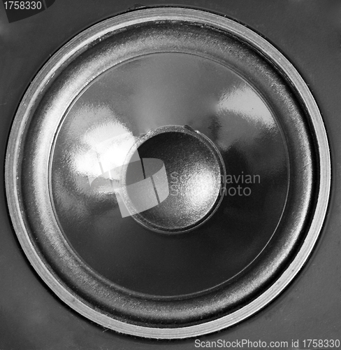 Image of Black acoustic speaker with sphere. Isolated