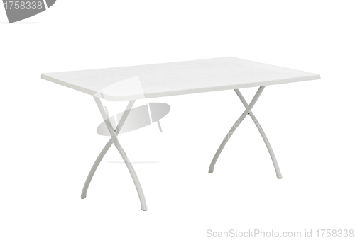Image of white wood table isolated on white