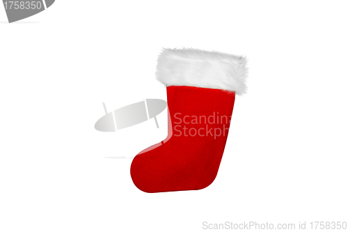 Image of Santa's red stocking. Concept of christmas or holiday.