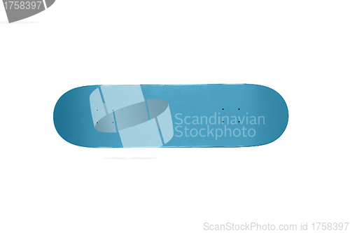 Image of A blue skate board on a white background