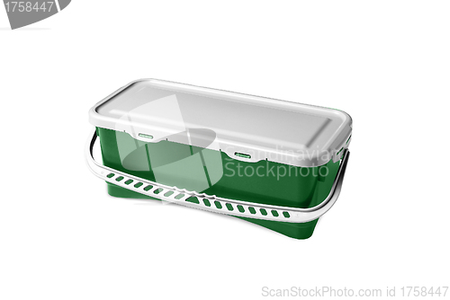 Image of gree plastic container on a white background