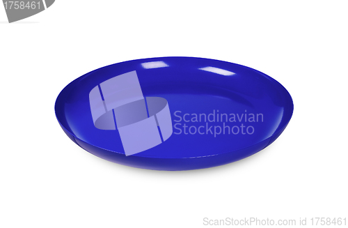 Image of blue disposable plate on white