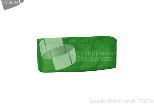 Image of green pencil-case on white background