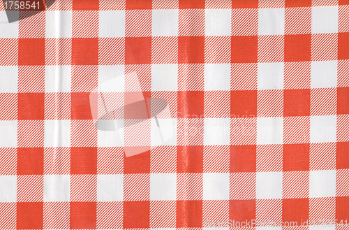 Image of Background from a natural fabric in a red and white cell