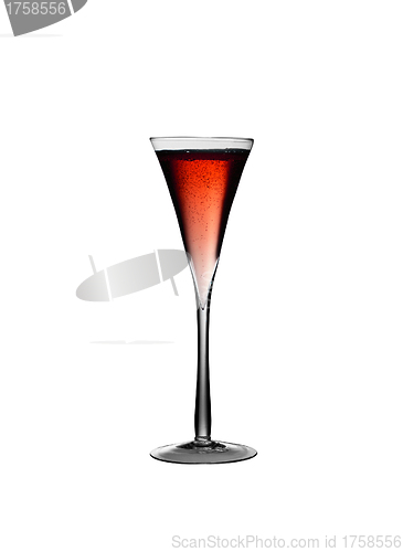 Image of A glass of champagne, isolated on a white background.