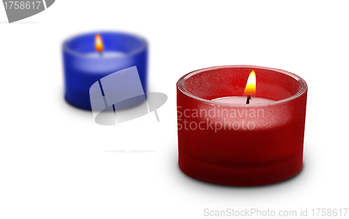 Image of two candles isolated on white