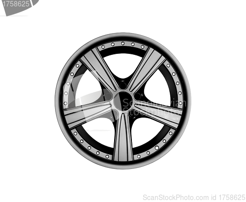 Image of Car tire with rim on a white background