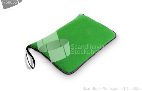 Image of Green bag with white for laptop isolated on white background