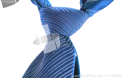Image of blue striped necktie on a white background