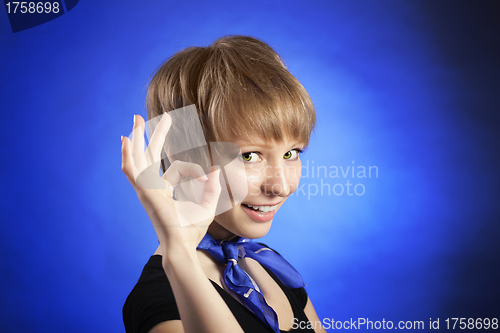 Image of Beautiful happy portrait of an young adult blonde woman