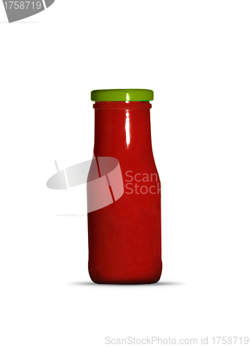 Image of Glass jar of hot tomato sauce