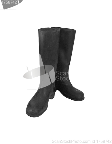 Image of Black rubber boots isolated on white