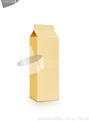 Image of Yellow milk box per liter isolated on white