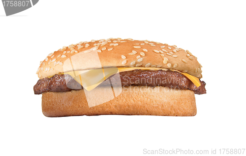 Image of big hamburger isolated on white