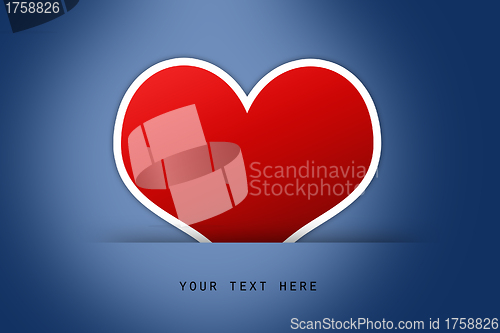 Image of Red heart on blue back ground with sample text