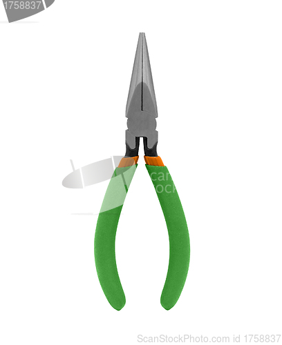 Image of tool green pliers isolated on white