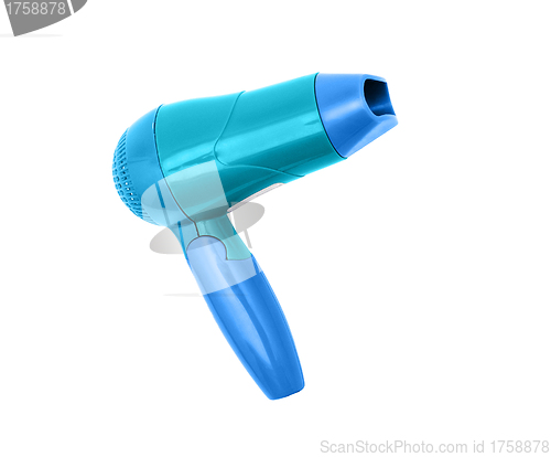 Image of Blue hair dryer isolated