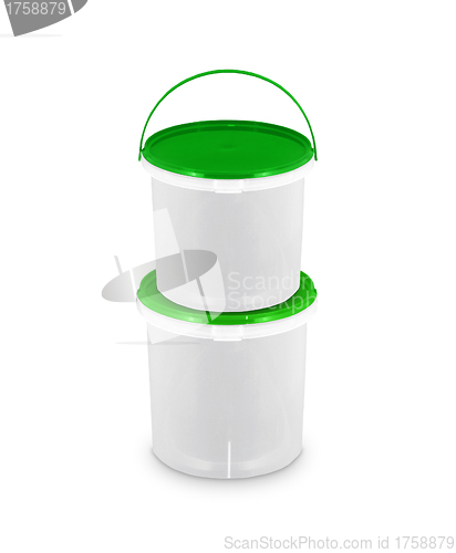 Image of green paint in two buckets