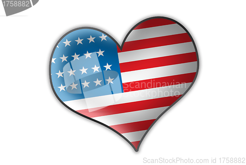 Image of US heart illustration design isolated over a white background