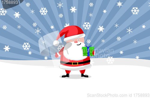 Image of Santa ouside with a present