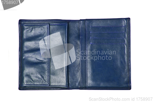 Image of Blue leather wallet isolated