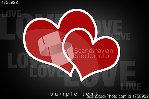 Image of Red heart on black background