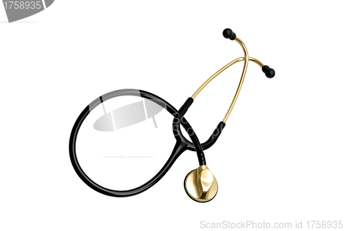 Image of Black medical stethoscope isolated on white