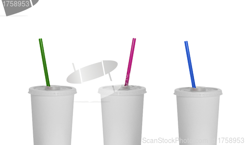 Image of White plastic fastfood cups