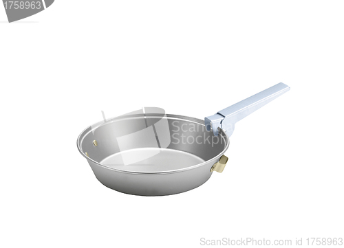 Image of metallic frying pan on isolated