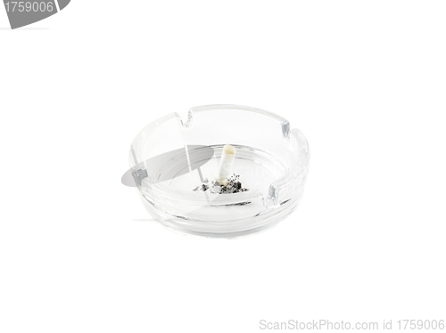 Image of ashtray with butt isolated