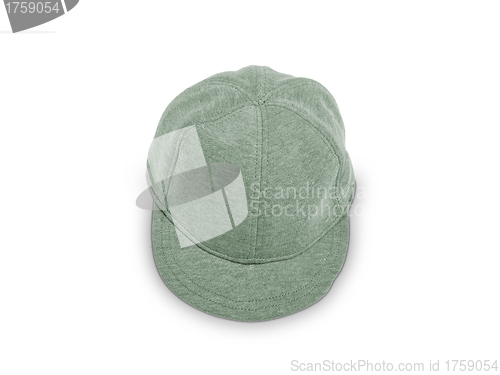 Image of A green baseball cap is isolated on a white background