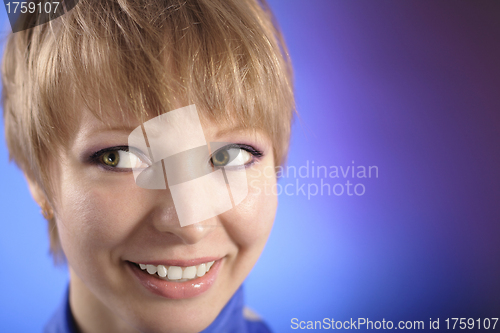 Image of Beautiful happy portrait of an young adult blonde woman