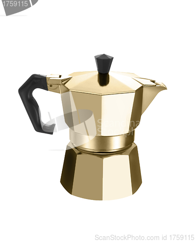 Image of golden coffee maker close up
