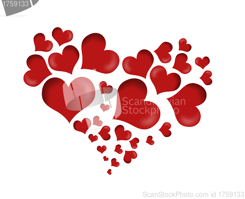 Image of Heart shape concept design with small hearts on isolated