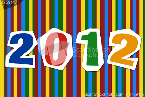 Image of New 2012 year text with diferent colours