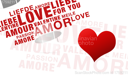 Image of Words for valentines day on white with heart