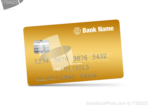 Image of Golden credit card on a white background