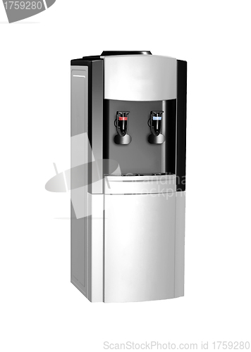 Image of modern metallic water cooler isolated