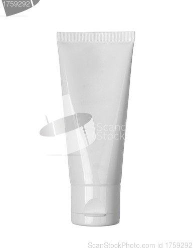 Image of White cosmetic tube with cream isolated on white background